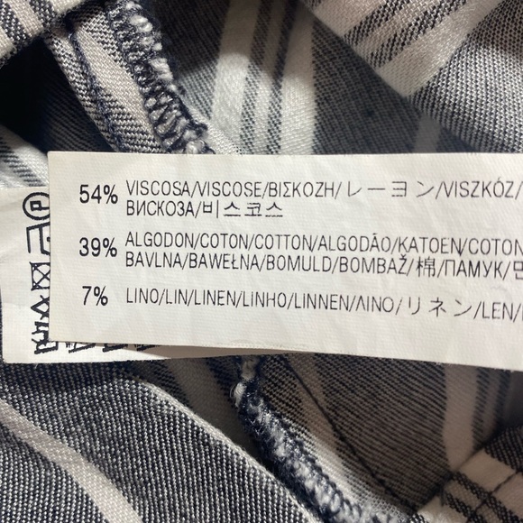 Zara Linen Blend Striped Pocket Grey and White Shorts Size Small - Picture 8 of 8